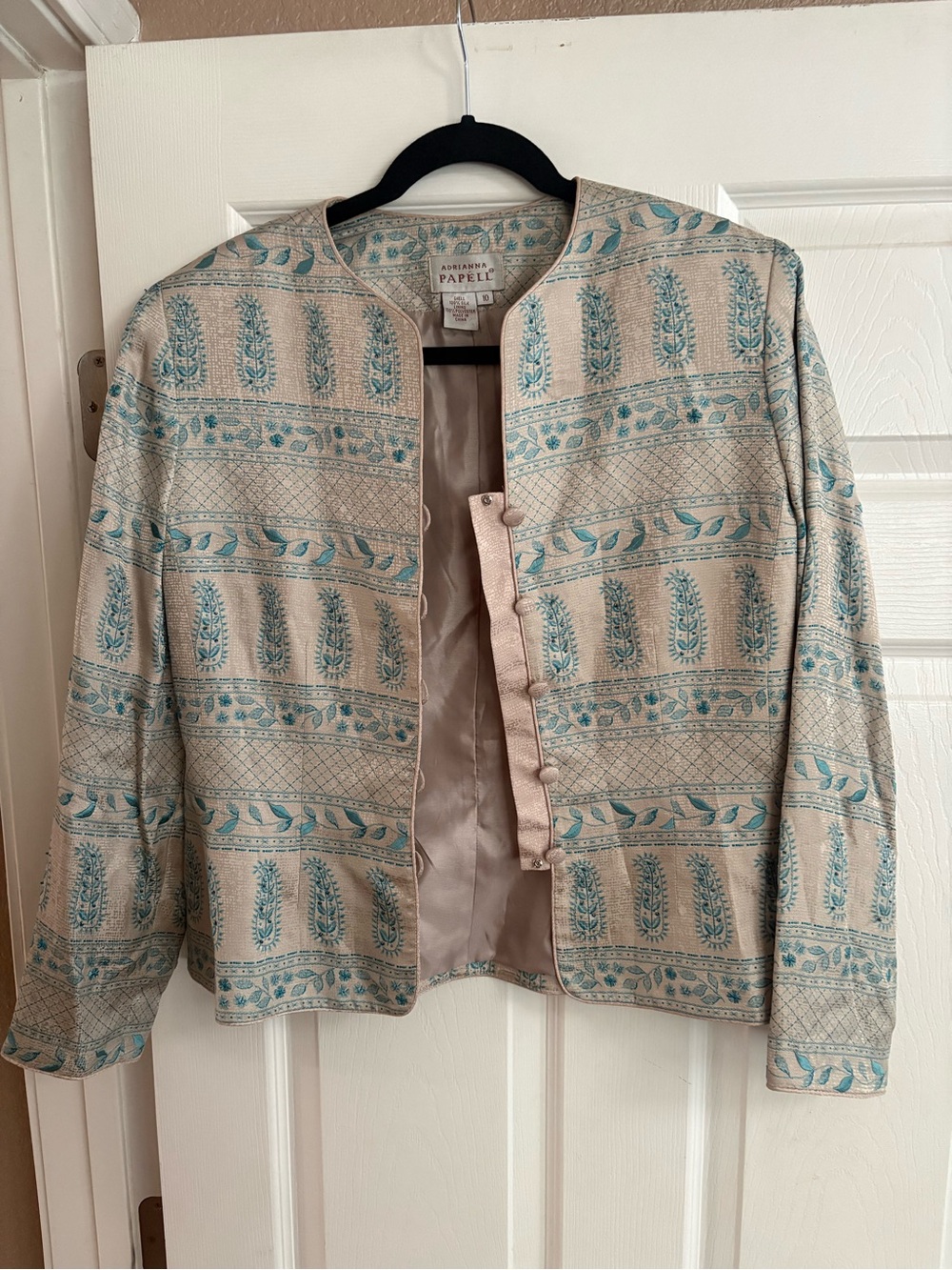 100% Silk Exterior Adrianna Papell vintage VTG jacket blazer quiet luxury 10